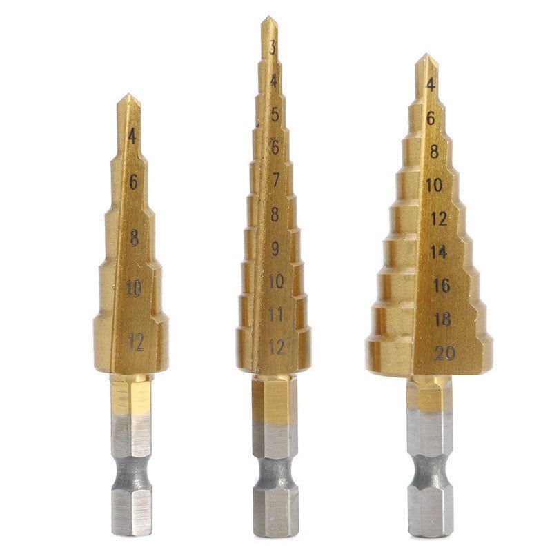 Juego de 3 brocas escalonadas  - Power Tools Mall reseña y precio