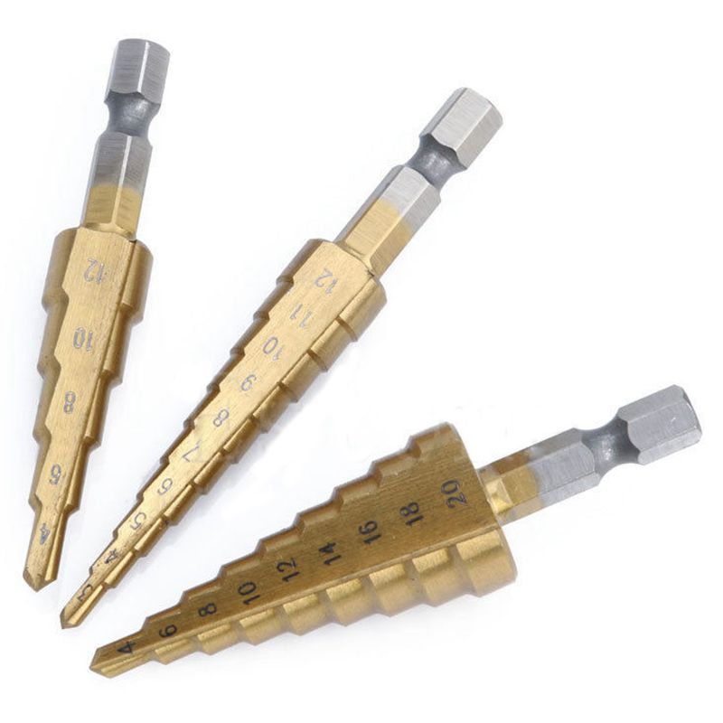 Juego de 3 brocas escalonadas  - Power Tools Mall reseña y precio